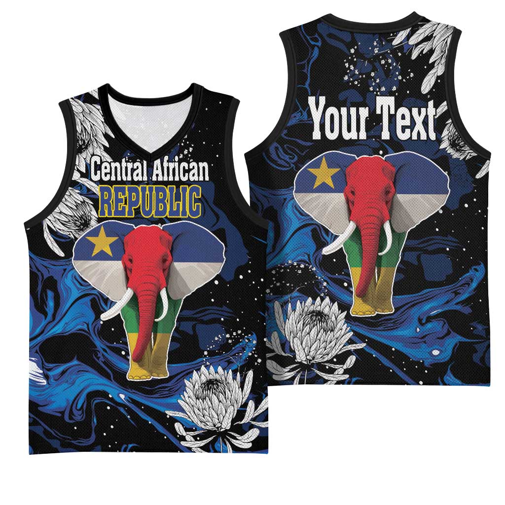 Personalized Central African Republic Basketball Jersey Elephant With King Protea LT18