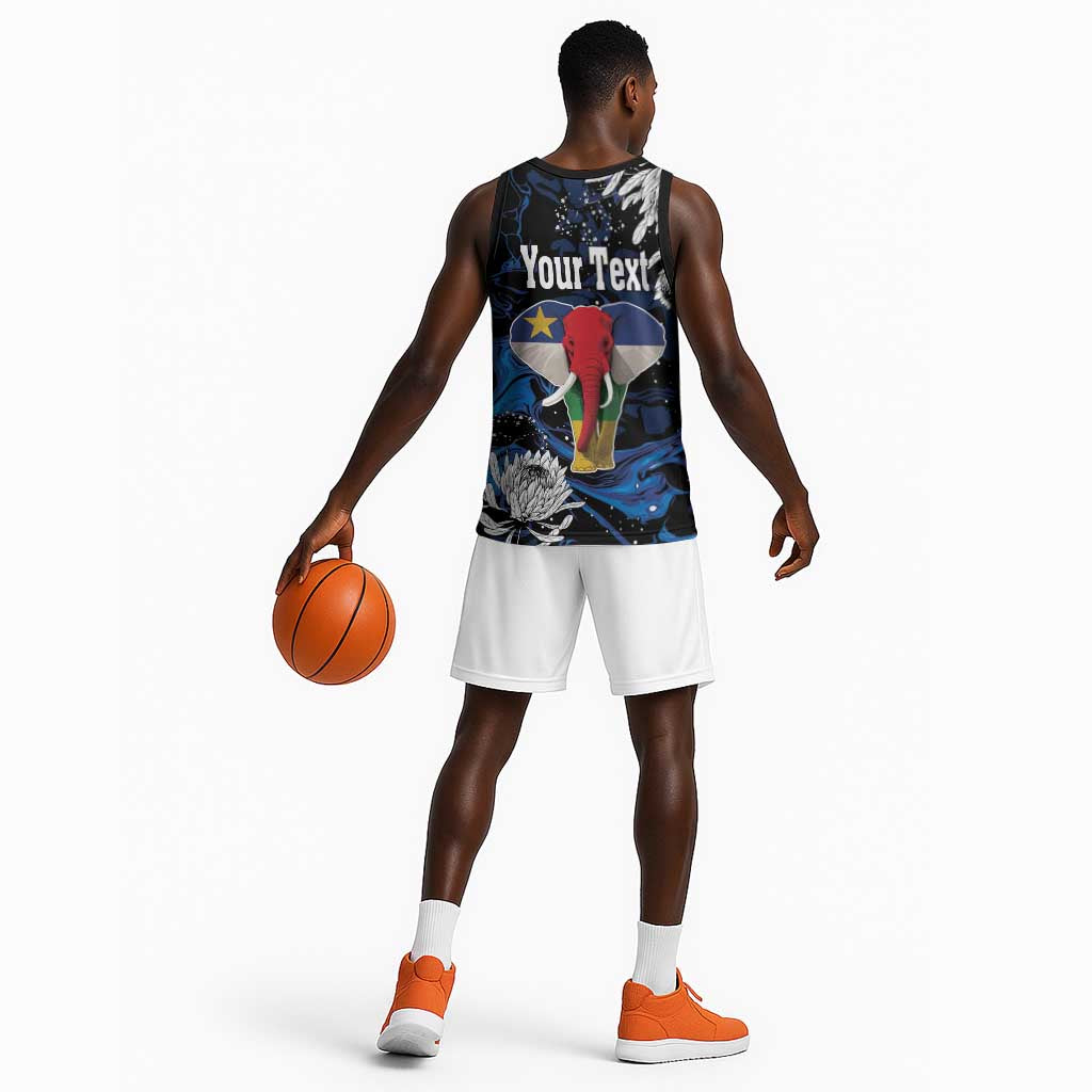 Personalized Central African Republic Basketball Jersey Elephant With King Protea LT18