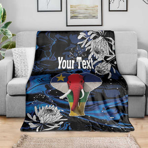 Personalized Central African Republic Blanket Elephant With King Protea