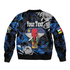 Personalized Central African Republic Bomber Jacket Elephant With King Protea