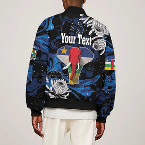 Personalized Central African Republic Bomber Jacket Elephant With King Protea