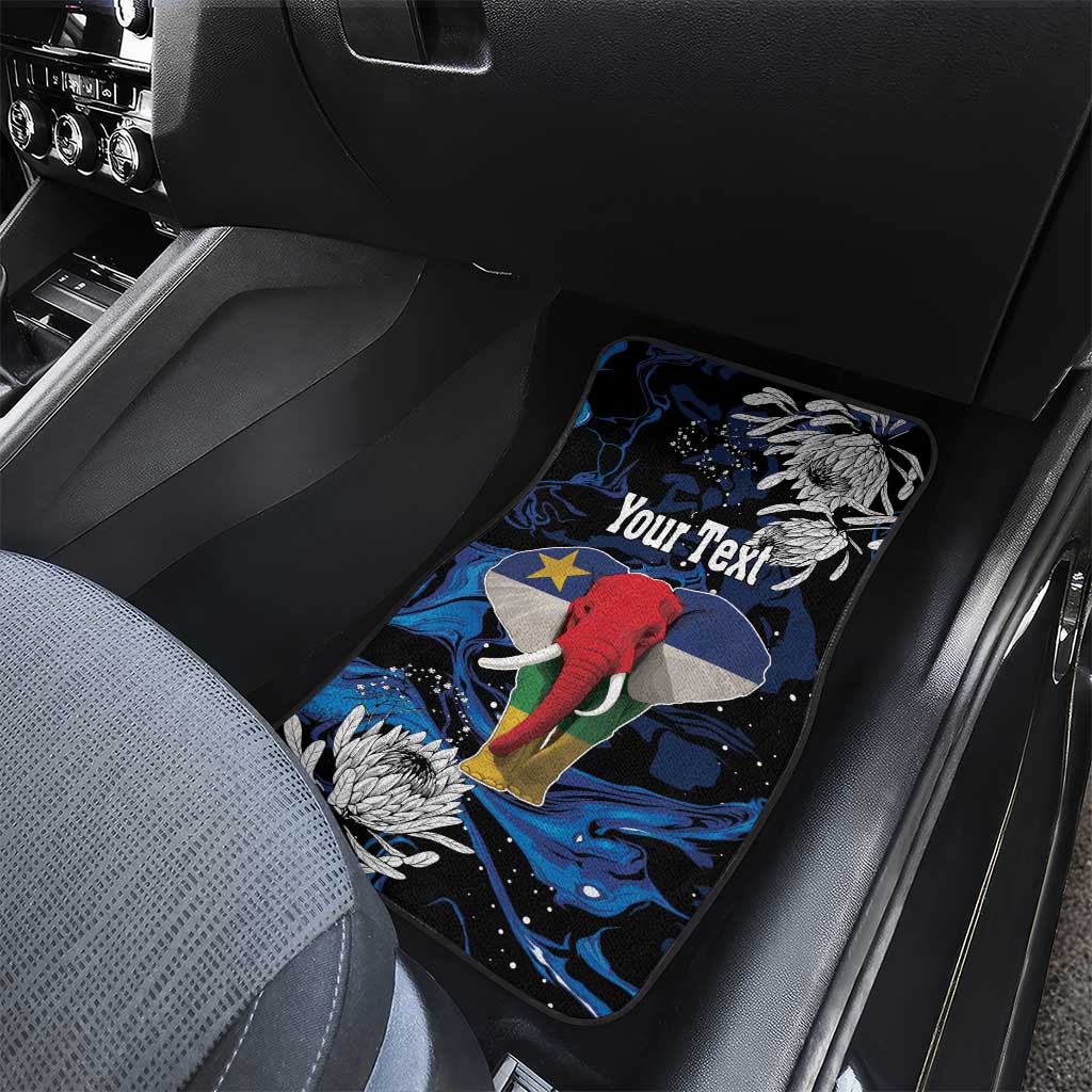 Personalized Central African Republic Car Mats Elephant With King Protea