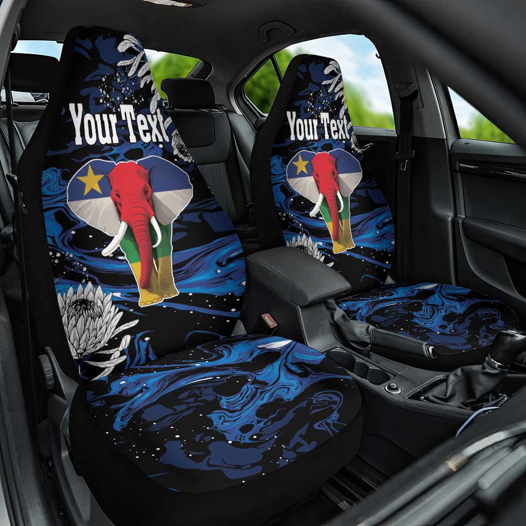 Personalized Central African Republic Car Seat Cover Elephant With King Protea