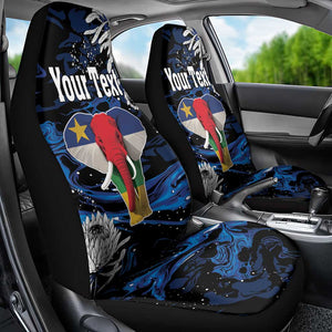 Personalized Central African Republic Car Seat Cover Elephant With King Protea