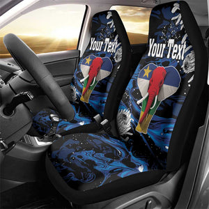 Personalized Central African Republic Car Seat Cover Elephant With King Protea