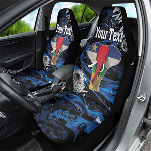 Personalized Central African Republic Car Seat Cover Elephant With King Protea