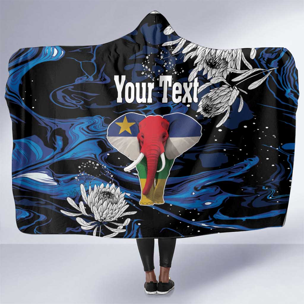 Personalized Central African Republic Hooded Blanket Elephant With King Protea