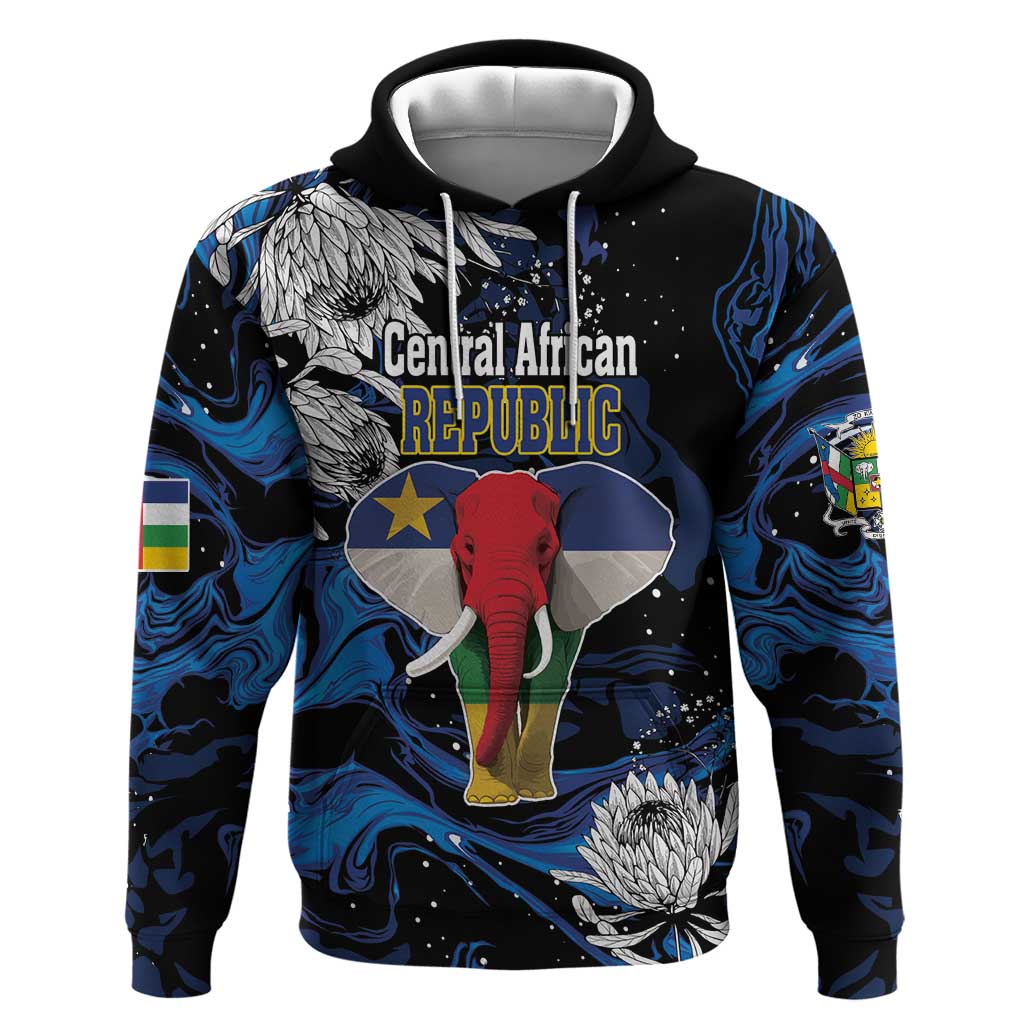 Personalized Central African Republic Hoodie Elephant With King Protea