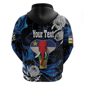 Personalized Central African Republic Hoodie Elephant With King Protea