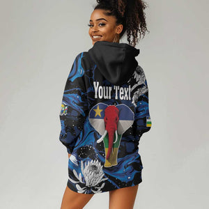 Personalized Central African Republic Hoodie Dress Elephant With King Protea