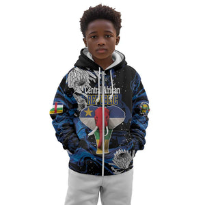 Personalized Central African Republic Kid Hoodie Elephant With King Protea