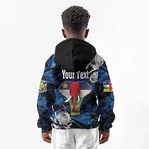 Personalized Central African Republic Kid Hoodie Elephant With King Protea