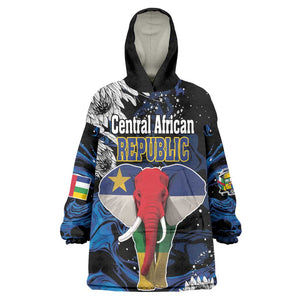 Personalized Central African Republic Kid Wearable Blanket Hoodie Elephant With King Protea