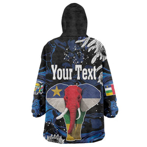 Personalized Central African Republic Kid Wearable Blanket Hoodie Elephant With King Protea