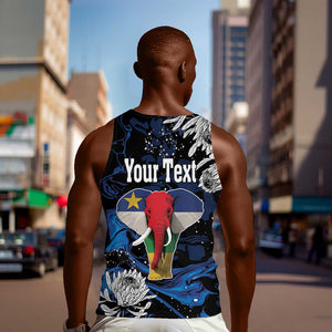 Personalized Central African Republic Men Tank Top Elephant With King Protea