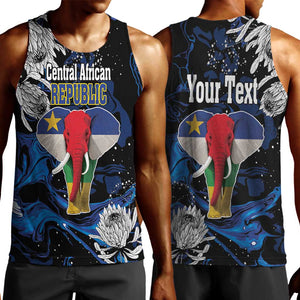 Personalized Central African Republic Men Tank Top Elephant With King Protea