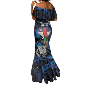 Personalized Central African Republic Mermaid Dress Elephant With King Protea