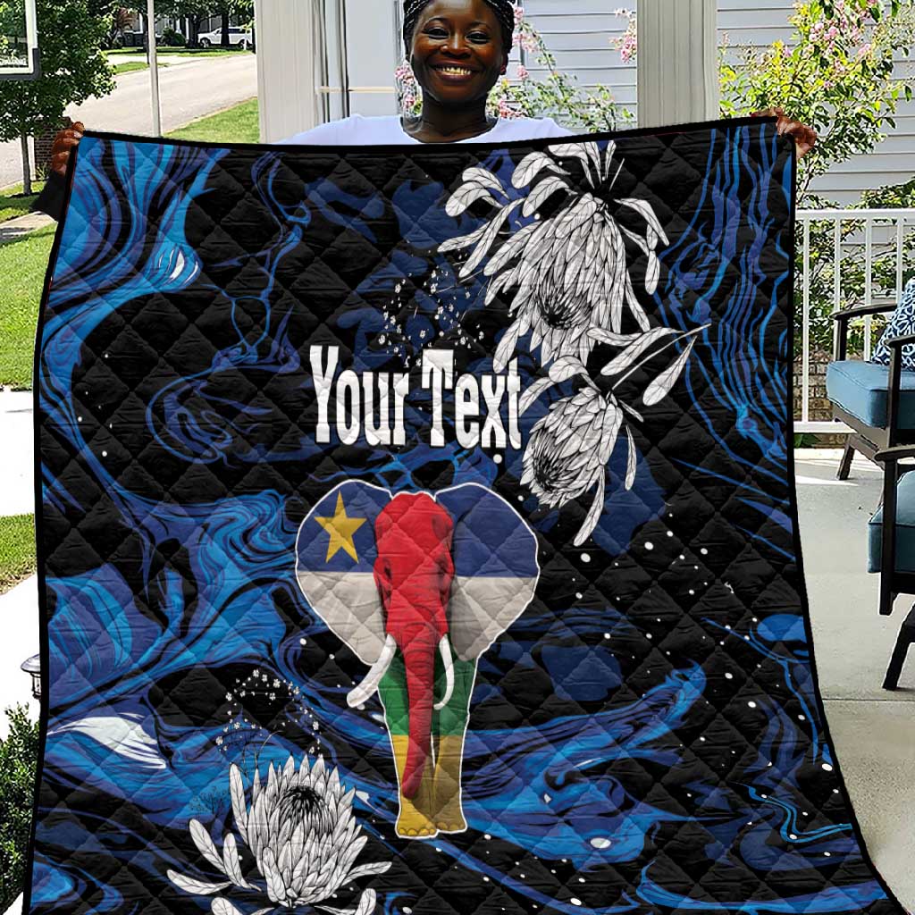 Personalized Central African Republic Quilt Elephant With King Protea