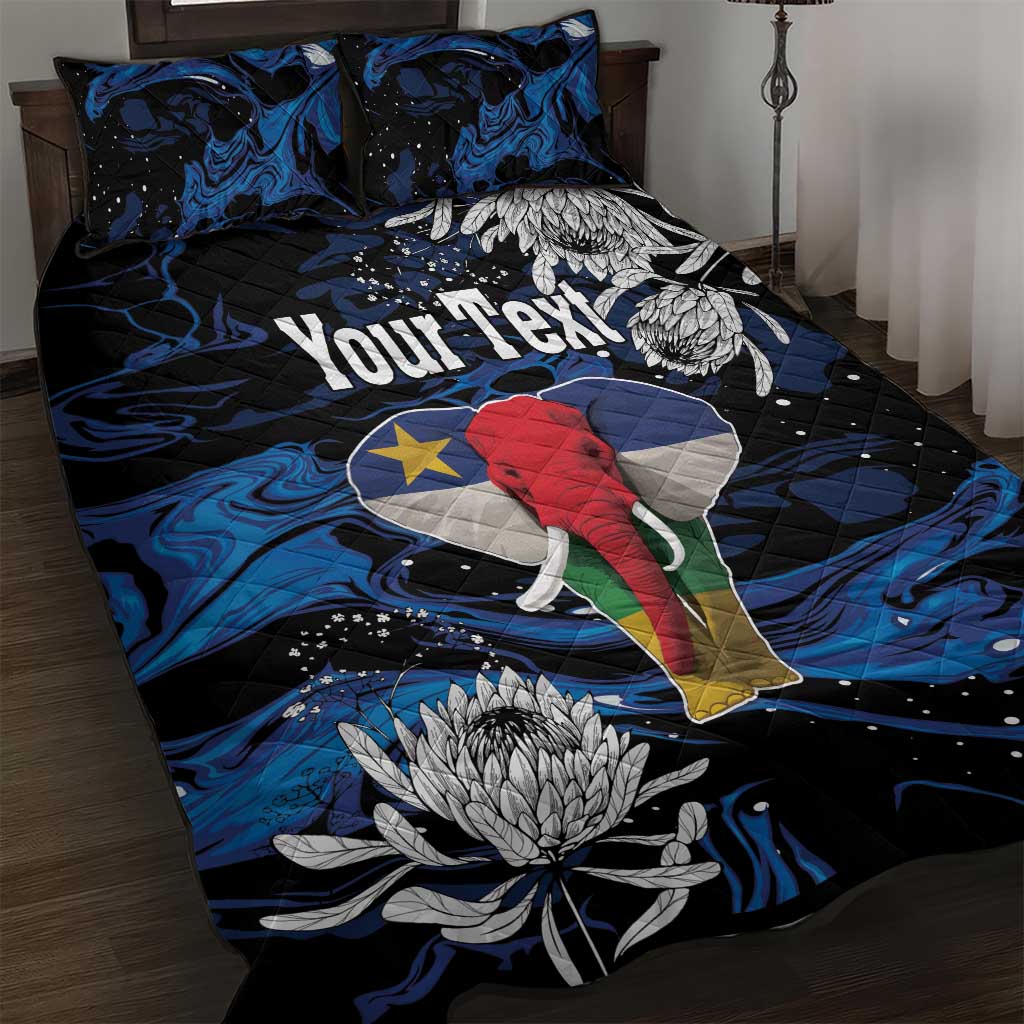 Personalized Central African Republic Quilt Bed Set Elephant With King Protea