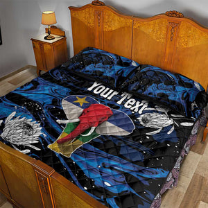 Personalized Central African Republic Quilt Bed Set Elephant With King Protea