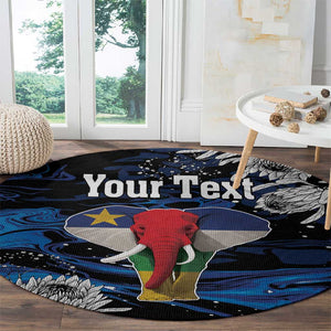 Personalized Central African Republic Round Carpet Elephant With King Protea