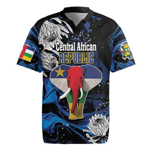 Personalized Central African Republic Rugby Jersey Elephant With King Protea