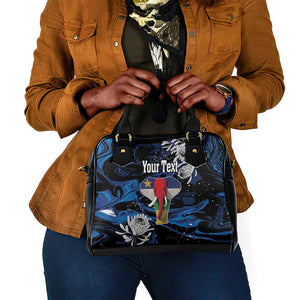 Personalized Central African Republic Shoulder Handbag Elephant With King Protea