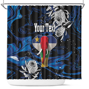 Personalized Central African Republic Shower Curtain Elephant With King Protea