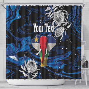 Personalized Central African Republic Shower Curtain Elephant With King Protea