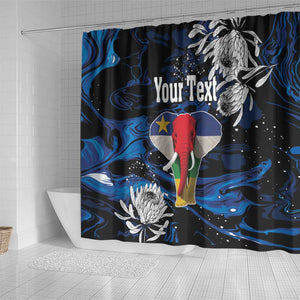 Personalized Central African Republic Shower Curtain Elephant With King Protea