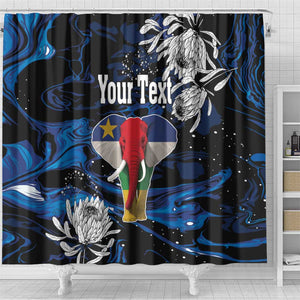 Personalized Central African Republic Shower Curtain Elephant With King Protea