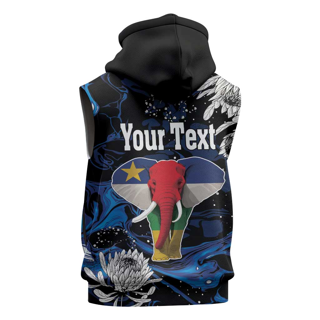 Personalized Central African Republic Sleeveless Zip Hoodie Elephant With King Protea - African Pride