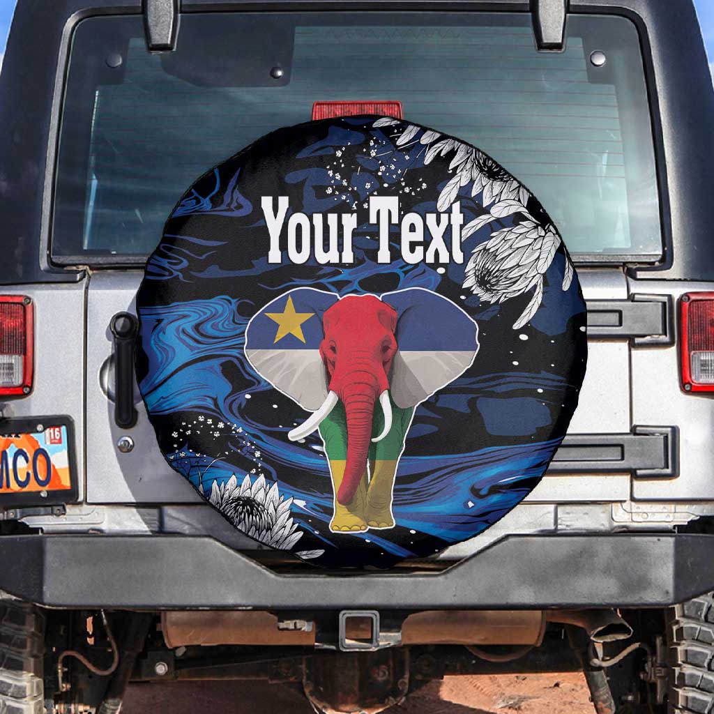 Personalized Central African Republic Spare Tire Cover Elephant With King Protea