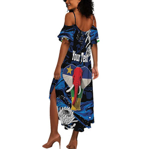 Personalized Central African Republic Summer Maxi Dress Elephant With King Protea