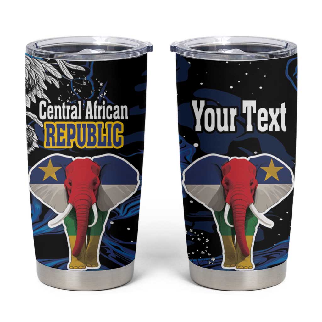 Personalized Central African Republic Tumbler Cup Elephant With King Protea