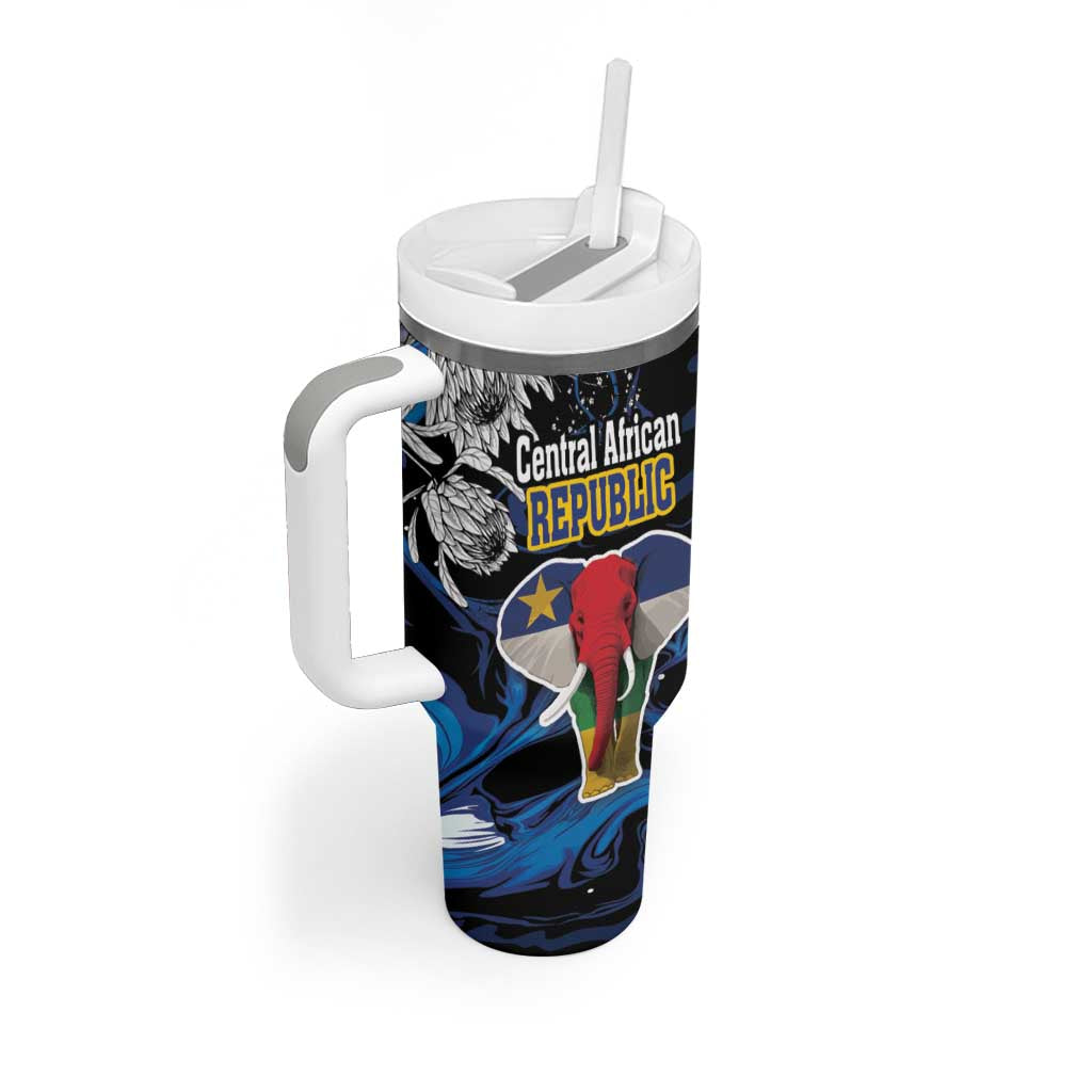 Personalized Central African Republic Tumbler With Handle Elephant With King Protea