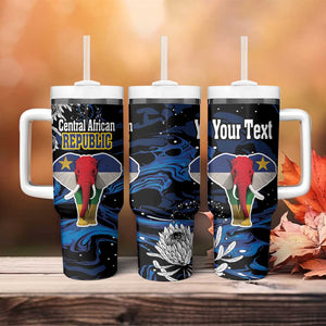 Personalized Central African Republic Tumbler With Handle Elephant With King Protea