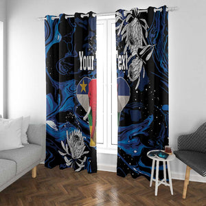 Personalized Central African Republic Window Curtain Elephant With King Protea