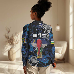 Personalized Central African Republic Women Casual Shirt Elephant With King Protea