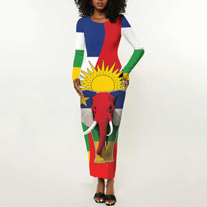 Central African Republic Republic Day 1958 Long Sleeve Bodycon Dress Zo Kwe Zo - Flag Style