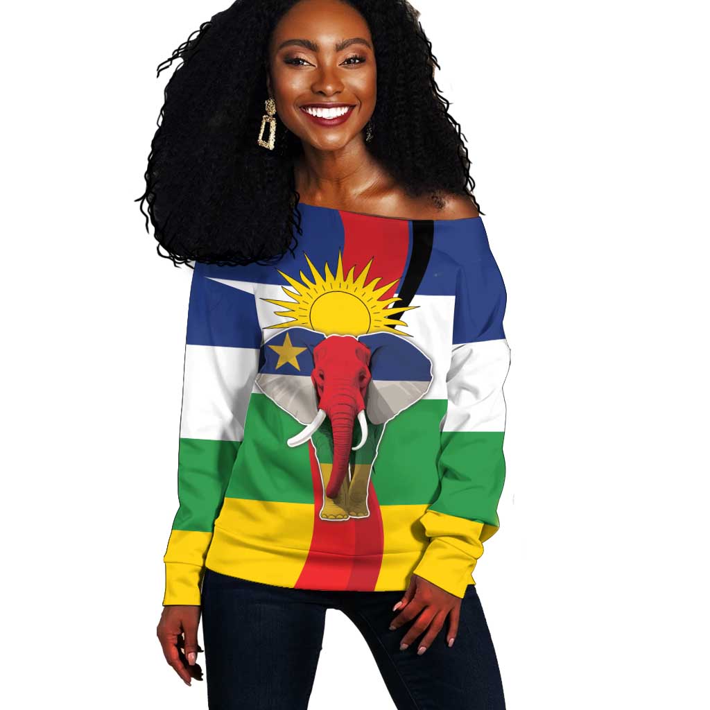 Central African Republic Republic Day 1958 Off Shoulder Sweater Zo Kwe Zo - Flag Style