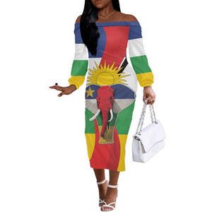 Central African Republic Republic Day 1958 Off The Shoulder Long Sleeve Dress Zo Kwe Zo - Flag Style