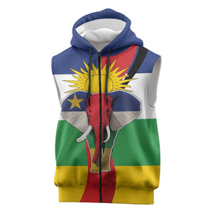 Central African Republic Republic Day 1958 Sleeveless Zip Hoodie Zo Kwe Zo - Flag Style - African Pride