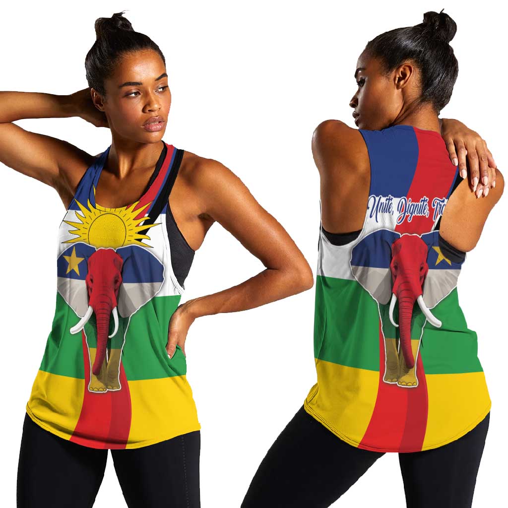 Central African Republic Republic Day 1958 Women Racerback Tank Zo Kwe Zo - Flag Style