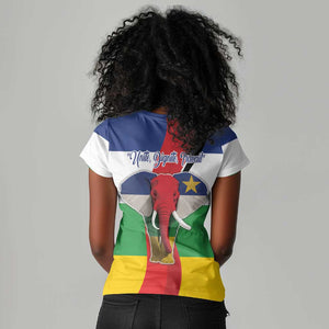 Central African Republic Republic Day 1958 Women V-Neck T-Shirt Zo Kwe Zo - Flag Style