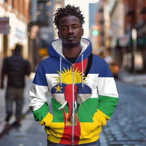 Central African Republic Republic Day 1958 Zip Hoodie Zo Kwe Zo - Flag Style