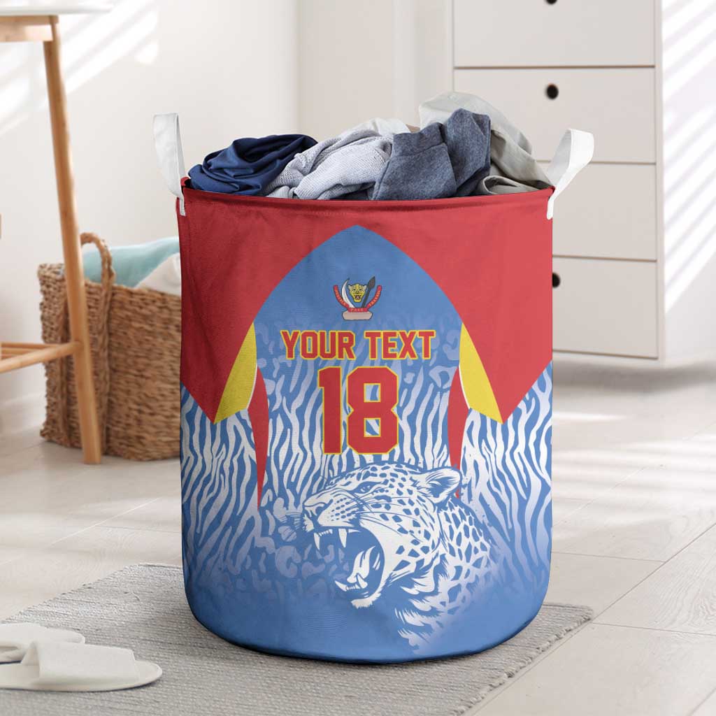 Custom DR Congo Football 2026 Laundry Basket Leopard Power Fan Style