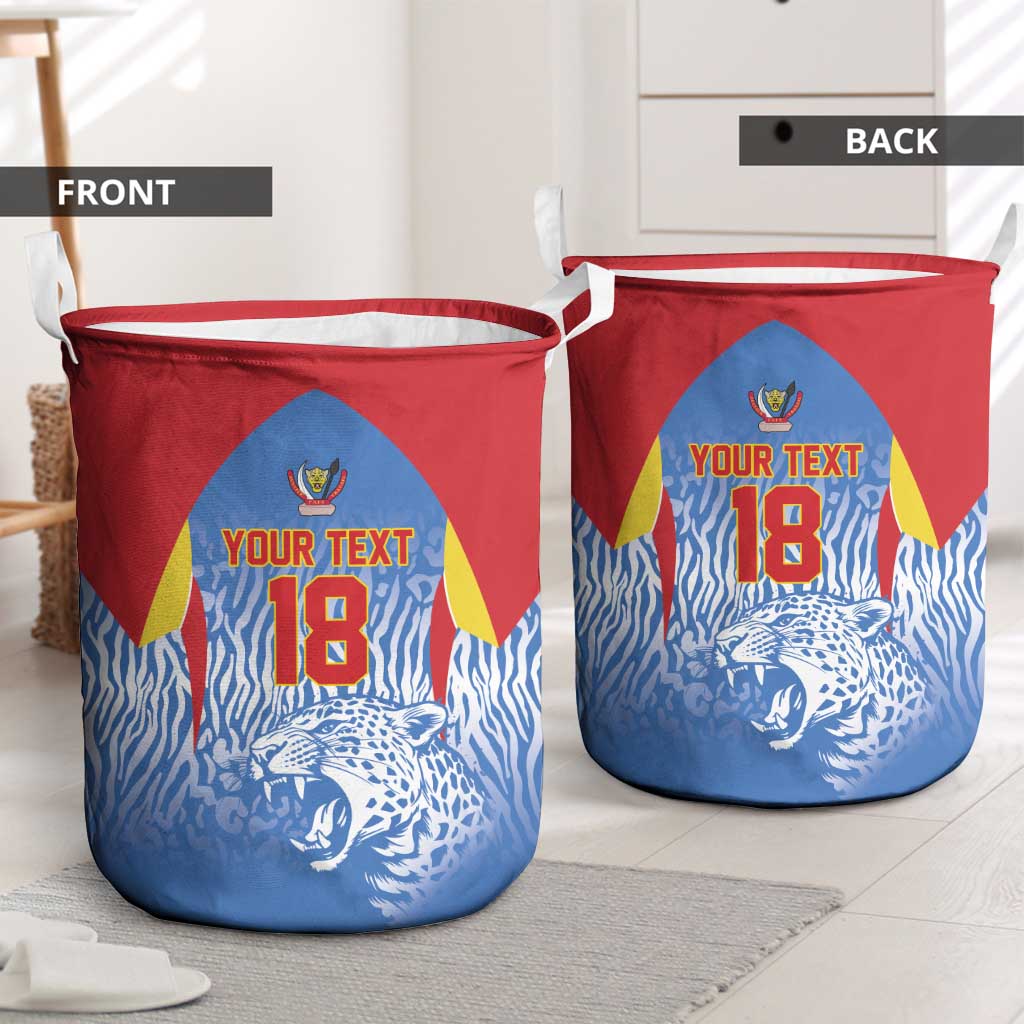 Custom DR Congo Football 2026 Laundry Basket Leopard Power Fan Style