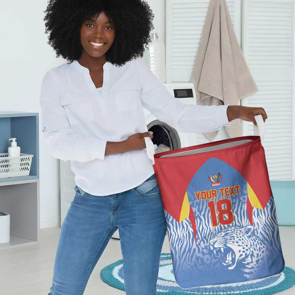 Custom DR Congo Football 2026 Laundry Basket Leopard Power Fan Style