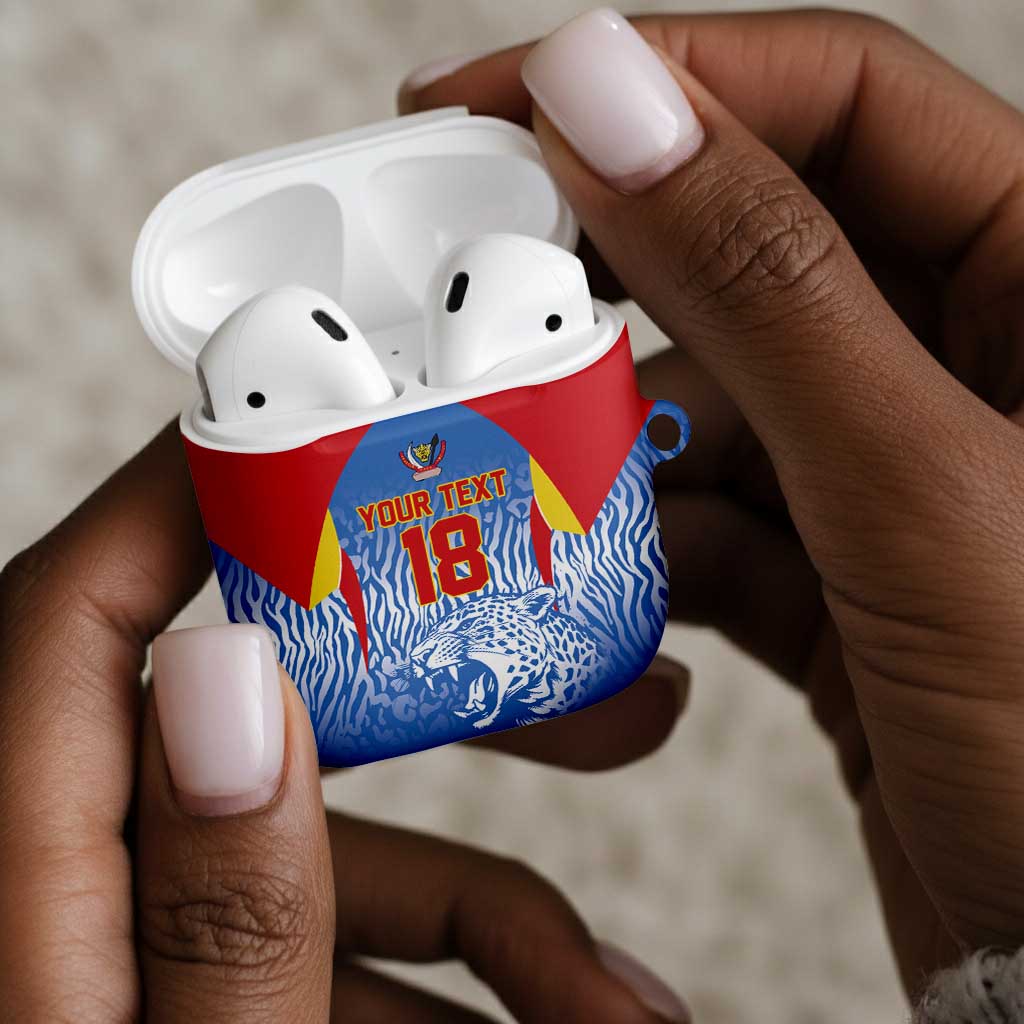 Custom DR Congo Football 2026 AirPods Case Leopard Power Fan Style
